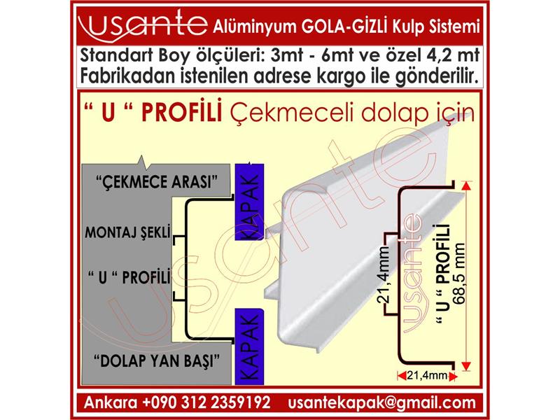 gola gizli kulp profil ve aksesuarları 